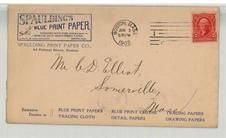 Mr. C. D Elliot Somerville, Mass 1903 Spaulding's Superior Blue Print Paper, Perkins Collection 1861 to 1933 Envelopes and Postcards